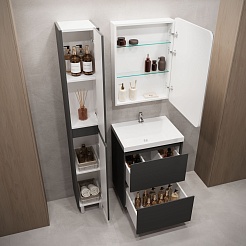 Stella Polare Тумба с раковиной Борнео 70 Люкс графит матовый – фотография-12